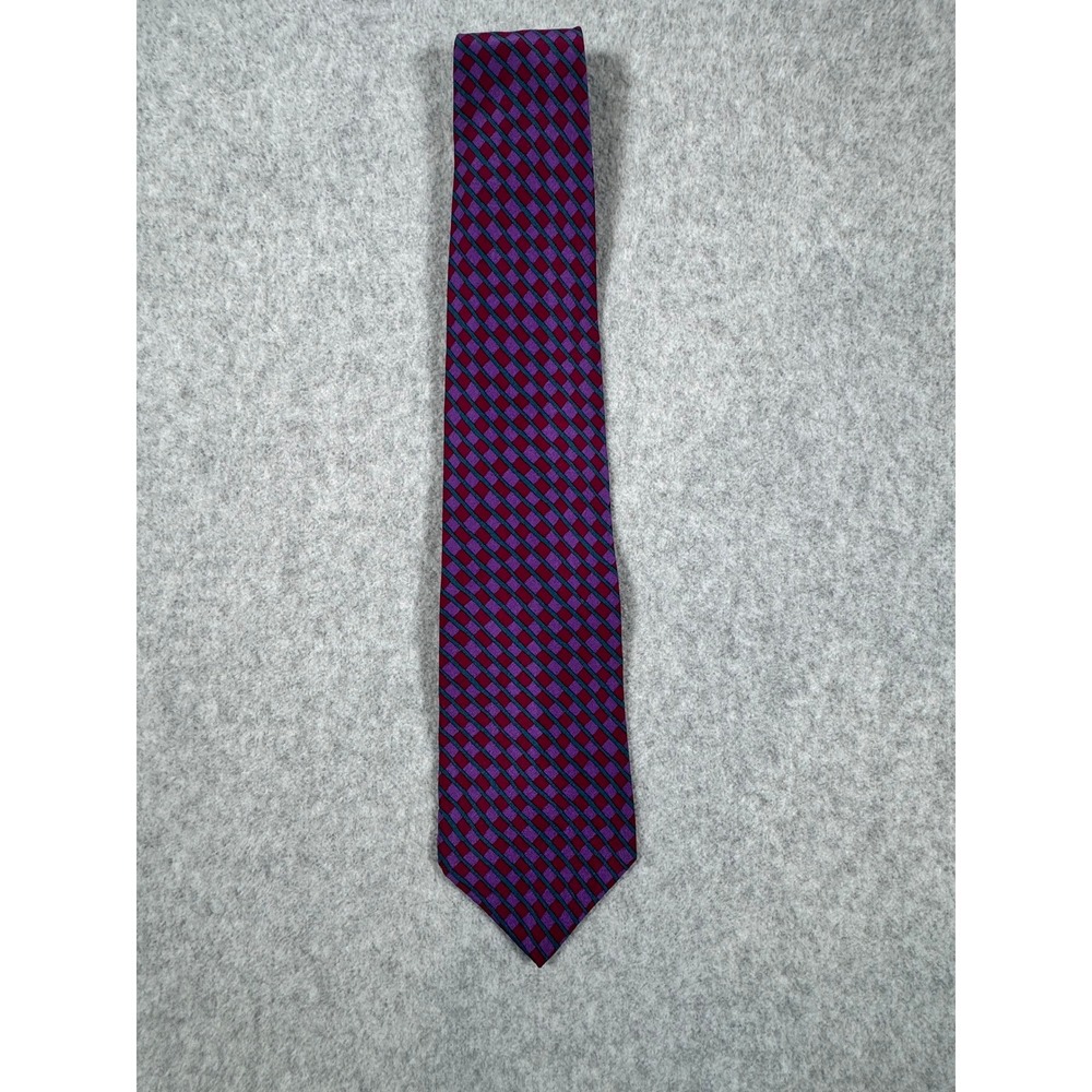 Kenneth Cole New York Mens Silk Tie Purple Magenta Teal Geometric Made in‎ Italy